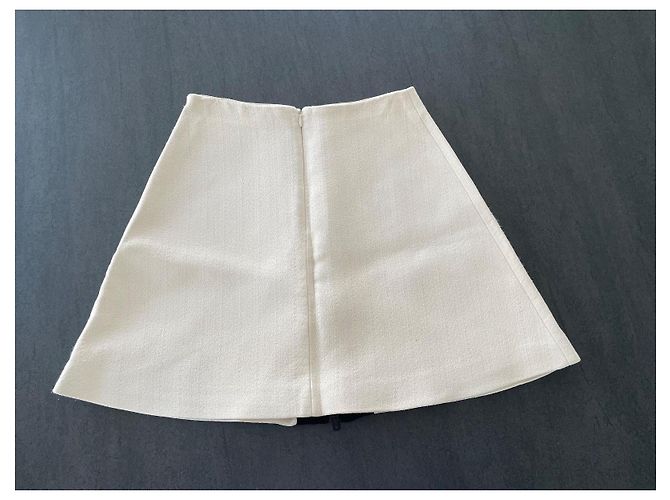Falda acampanada Carven negra y blanco roto Negro Beige Crudo - vista 2
