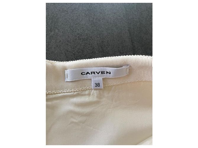 Falda acampanada Carven negra y blanco roto Negro Beige Crudo - vista 3