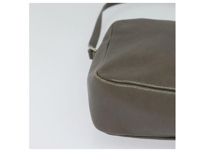 SAINT LAURENT Sac à bandoulière en cuir gris argent Auth ep7783 Marron Argenté - vue 10