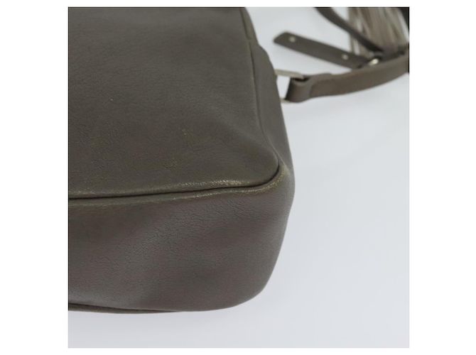 SAINT LAURENT Sac à bandoulière en cuir gris argent Auth ep7783 Marron Argenté - vue 11
