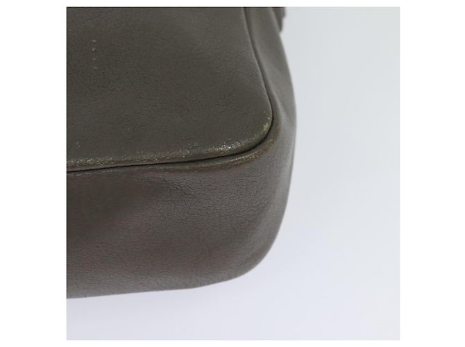 SAINT LAURENT Sac à bandoulière en cuir gris argent Auth ep7783 Marron Argenté - vue 13