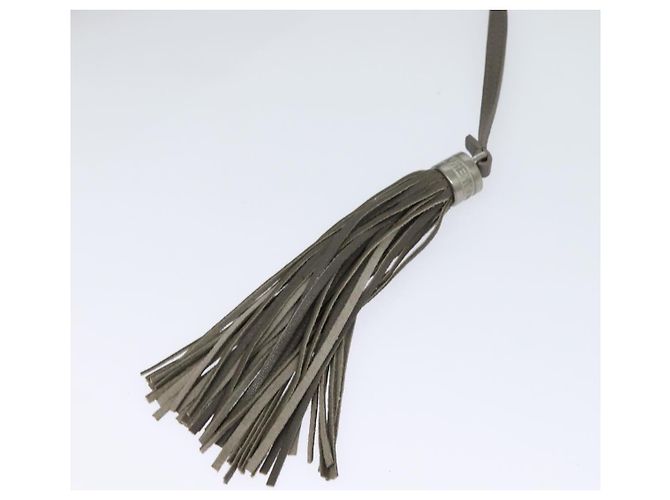 SAINT LAURENT Sac à bandoulière en cuir gris argent Auth ep7783 Marron Argenté - vue 15