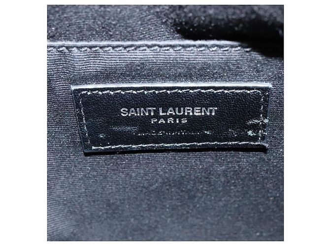 SAINT LAURENT Sac à bandoulière en cuir gris argent Auth ep7783 Marron Argenté - vue 16