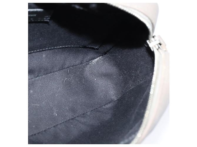 SAINT LAURENT Sac à bandoulière en cuir gris argent Auth ep7783 Marron Argenté - vue 18