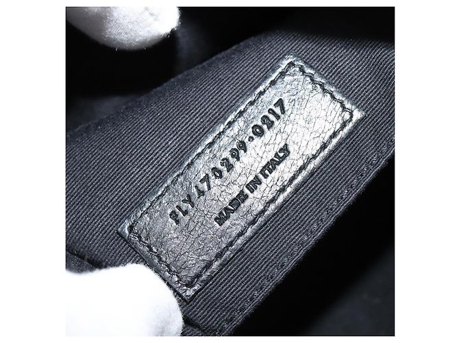 SAINT LAURENT Sac à bandoulière en cuir gris argent Auth ep7783 Marron Argenté - vue 21