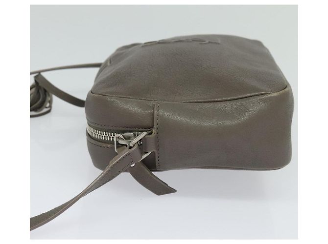 SAINT LAURENT Sac à bandoulière en cuir gris argent Auth ep7783 Marron Argenté - vue 4