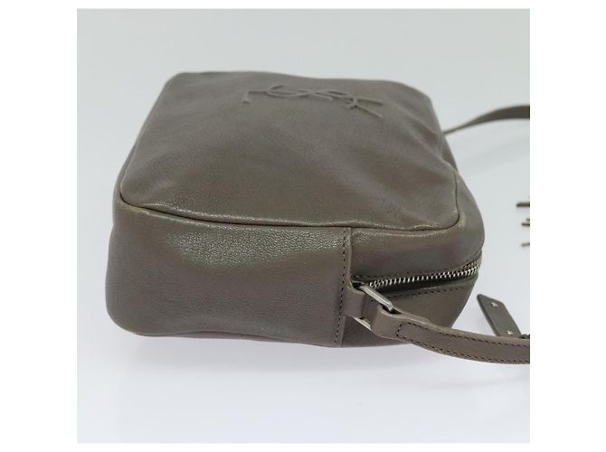 SAINT LAURENT Sac à bandoulière en cuir gris argent Auth ep7783 Marron Argenté - vue 5