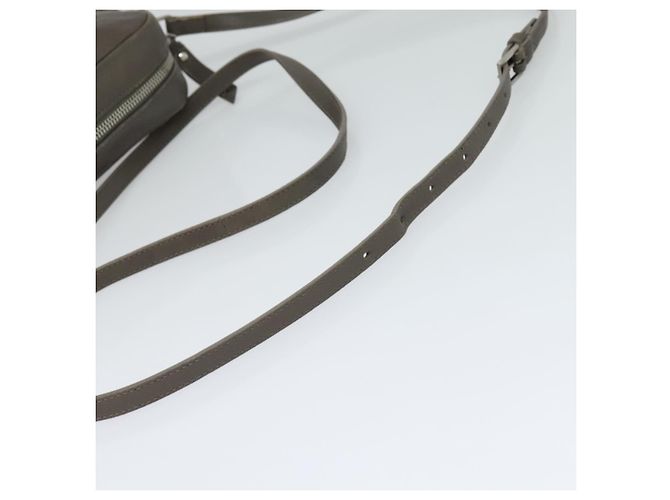 SAINT LAURENT Sac à bandoulière en cuir gris argent Auth ep7783 Marron Argenté - vue 7