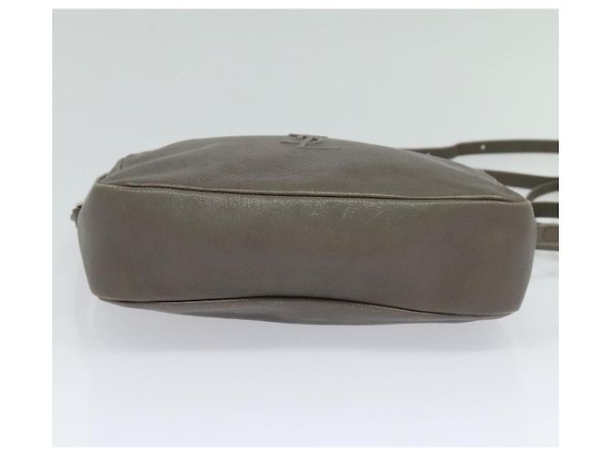 SAINT LAURENT Sac à bandoulière en cuir gris argent Auth ep7783 Marron Argenté - vue 9