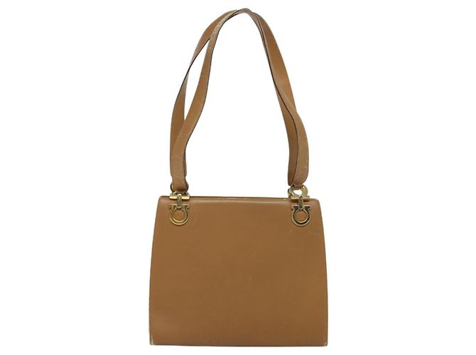 Borsa a Spalla Gancini in Pelle Beige Oro Salvatore Ferragamo Auth EC442 D'oro - vista 2