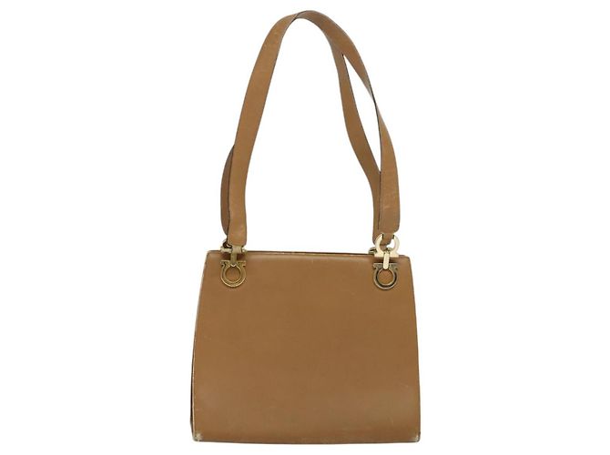 Borsa a Spalla Gancini in Pelle Beige Oro Salvatore Ferragamo Auth EC442 D'oro - vista 3