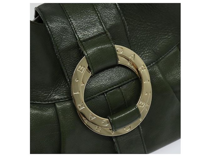 Bulgari Borsa a mano BVLGARI in pelle 2 vie verde Auth 113313 - vista 16