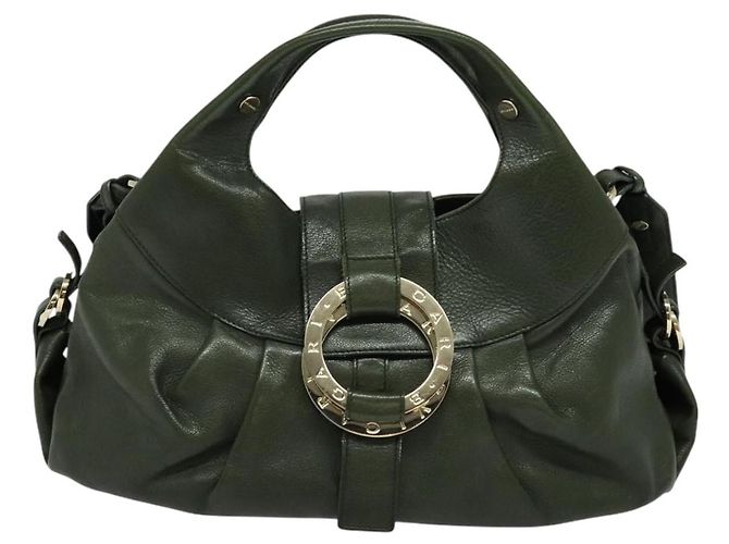 Bulgari Borsa a mano BVLGARI in pelle 2 vie verde Auth 113313 - vista 2