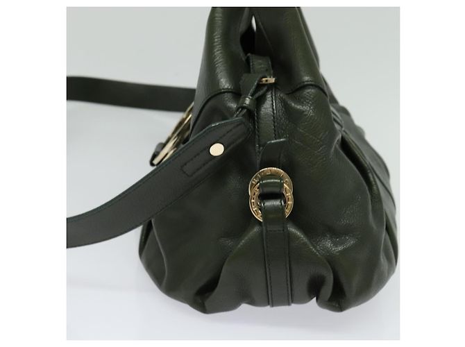 Bulgari Borsa a mano BVLGARI in pelle 2 vie verde Auth 113313 - vista 5