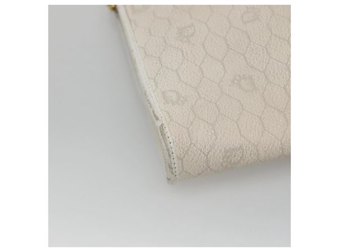 Christian Dior Schultertasche aus Waben-Canvas mit Kette aus PVC-Leder in Weiß Auth EC494 - Ansicht 13
