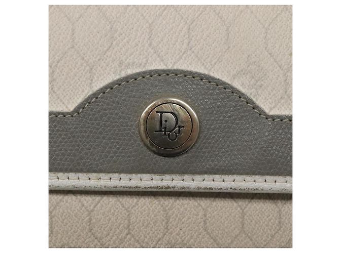 Christian Dior Schultertasche aus Waben-Canvas mit Kette aus PVC-Leder in Weiß Auth EC494 - Ansicht 14