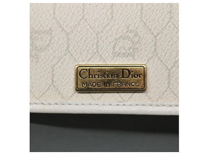 Christian Dior Schultertasche aus Waben-Canvas mit Kette aus PVC-Leder in Weiß Auth EC494 - Ansicht 15