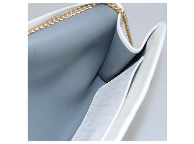 Christian Dior Schultertasche aus Waben-Canvas mit Kette aus PVC-Leder in Weiß Auth EC494 - Ansicht 17