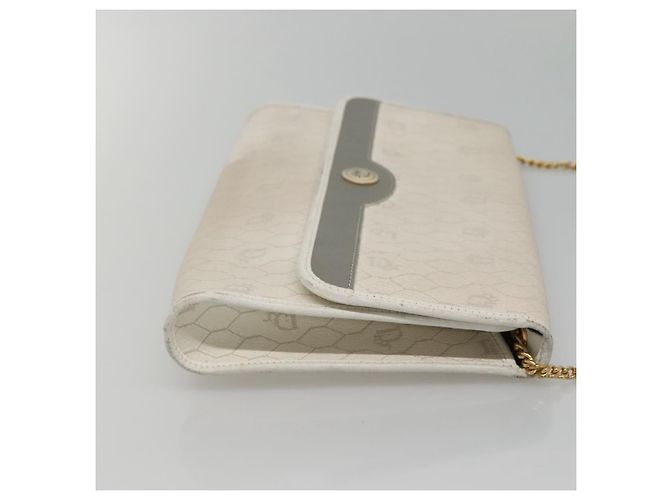 Christian Dior Schultertasche aus Waben-Canvas mit Kette aus PVC-Leder in Weiß Auth EC494 - Ansicht 4