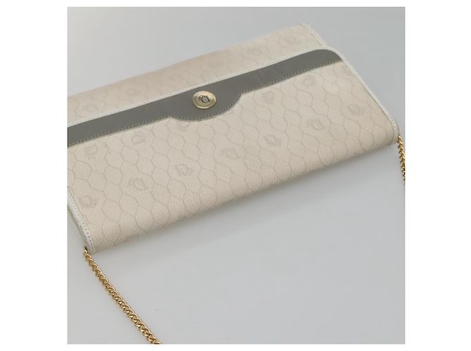 Christian Dior Schultertasche aus Waben-Canvas mit Kette aus PVC-Leder in Weiß Auth EC494 - Ansicht 6