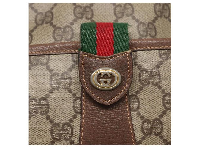 Borsa a spalla GUCCI GG Supreme Web Sherry Line PVC Beige Rosso 89 02 032 Auth BA465 - vista 14