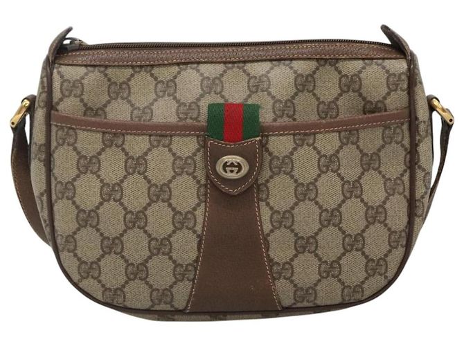 Borsa a spalla GUCCI GG Supreme Web Sherry Line PVC Beige Rosso 89 02 032 Auth BA465 - vista 2