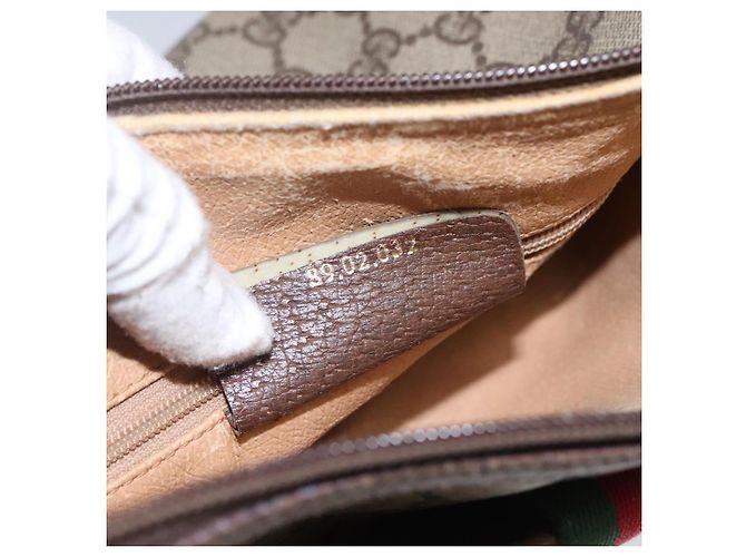 Borsa a spalla GUCCI GG Supreme Web Sherry Line PVC Beige Rosso 89 02 032 Auth BA465 - vista 22