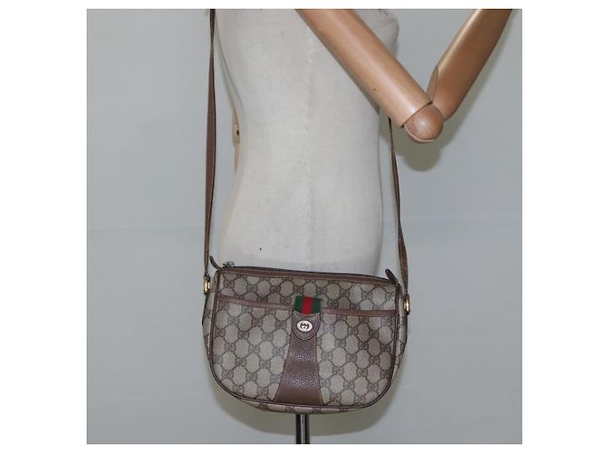 Borsa a spalla GUCCI GG Supreme Web Sherry Line PVC Beige Rosso 89 02 032 Auth BA465 - vista 23