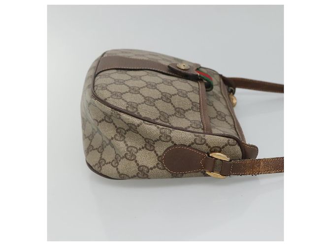 Borsa a spalla GUCCI GG Supreme Web Sherry Line PVC Beige Rosso 89 02 032 Auth BA465 - vista 5