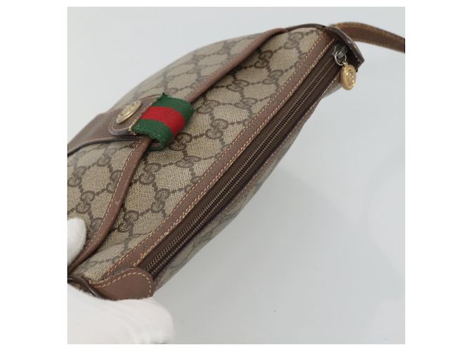 Borsa a spalla GUCCI GG Supreme Web Sherry Line PVC Beige Rosso 89 02 032 Auth BA465 - vista 6