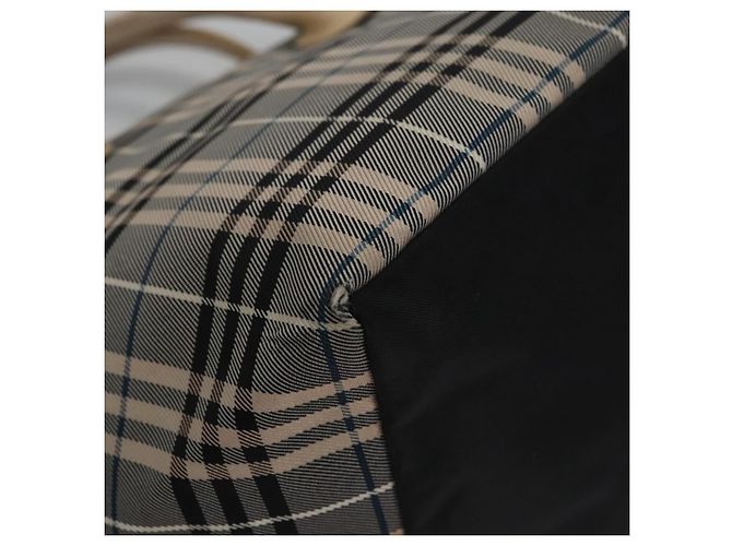 Burberry Nova Check Tote Bag aus Nylon in Beige mit blauer Etikette, silber authentisch bs23441 - Ansicht 12