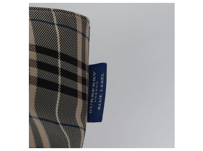 Burberry Nova Check Tote Bag aus Nylon in Beige mit blauer Etikette, silber authentisch bs23441 - Ansicht 14