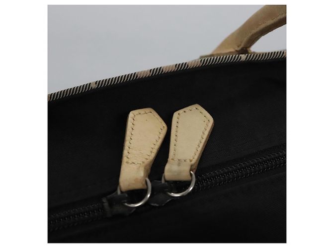 Burberry Nova Check Tote Bag aus Nylon in Beige mit blauer Etikette, silber authentisch bs23441 - Ansicht 15