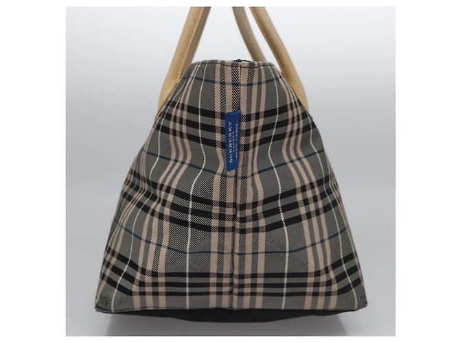 Burberry Nova Check Tote Bag aus Nylon in Beige mit blauer Etikette, silber authentisch bs23441 - Ansicht 4