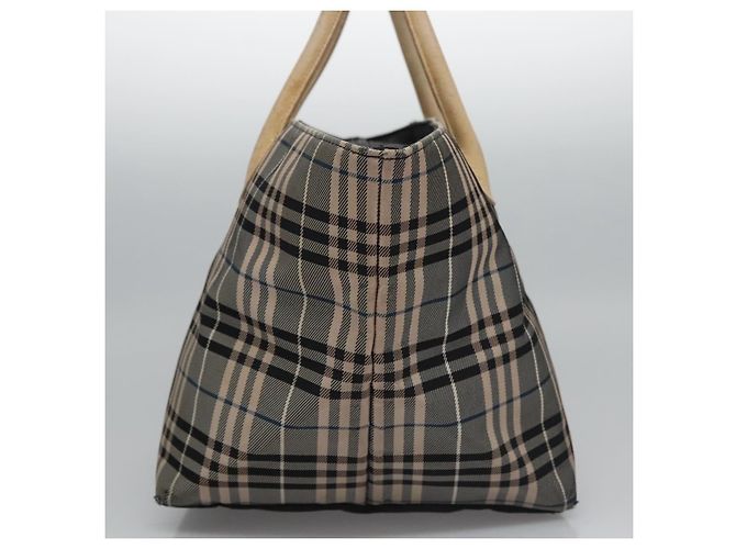 Burberry Nova Check Tote Bag aus Nylon in Beige mit blauer Etikette, silber authentisch bs23441 - Ansicht 5