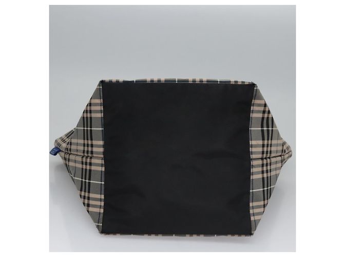 Burberry Nova Check Tote Bag aus Nylon in Beige mit blauer Etikette, silber authentisch bs23441 - Ansicht 9