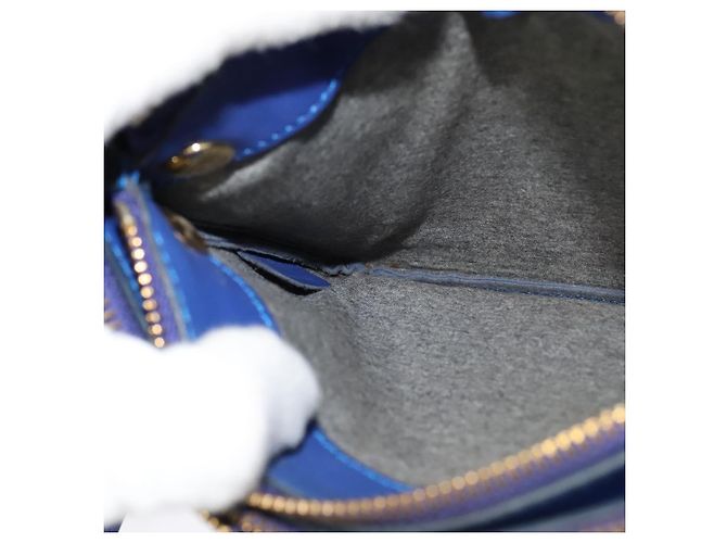 Céline Borsa a spalla Trio in pelle blu e oro Auth mr1142 D'oro - vista 22