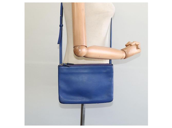 Céline Borsa a spalla Trio in pelle blu e oro Auth mr1142 D'oro - vista 28