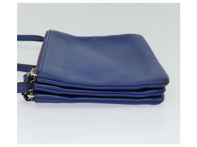 Céline Borsa a spalla Trio in pelle blu e oro Auth mr1142 D'oro - vista 4