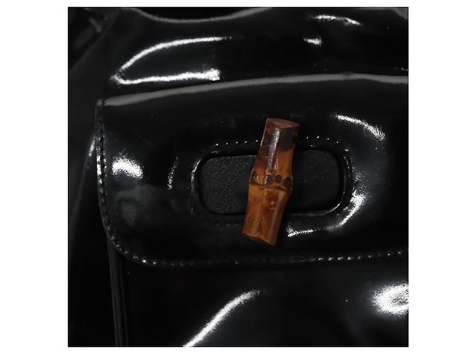 Zaino GUCCI Bamboo Pelle lucida Nera 003 2058 0030 Auth nb014 Nero - Ansicht 20