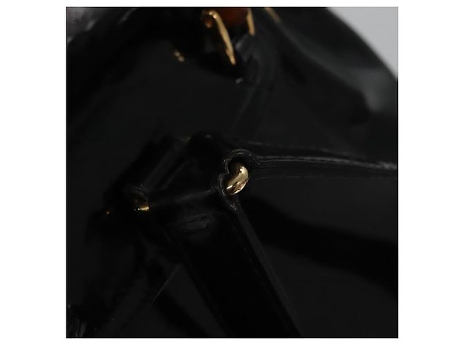 Zaino GUCCI Bamboo Pelle lucida Nera 003 2058 0030 Auth nb014 Nero - Ansicht 9