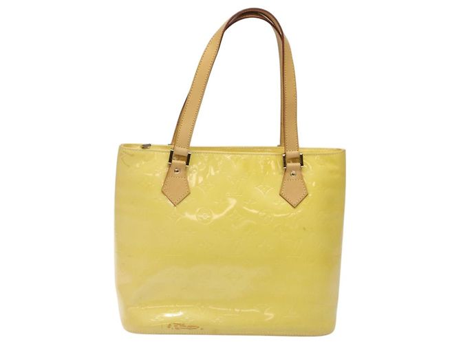 LOUIS VUITTON Monogram Vernis Houston Borsa a Mano Giallo Lime M91055 LV Auth hk2222 D'oro - vista 13