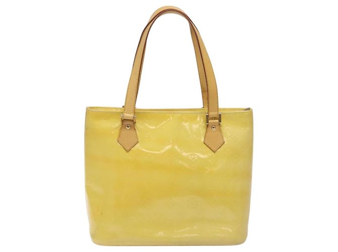 LOUIS VUITTON Monogram Vernis Houston Borsa a Mano Giallo Lime M91055 LV Auth hk2222 D'oro - vista 2