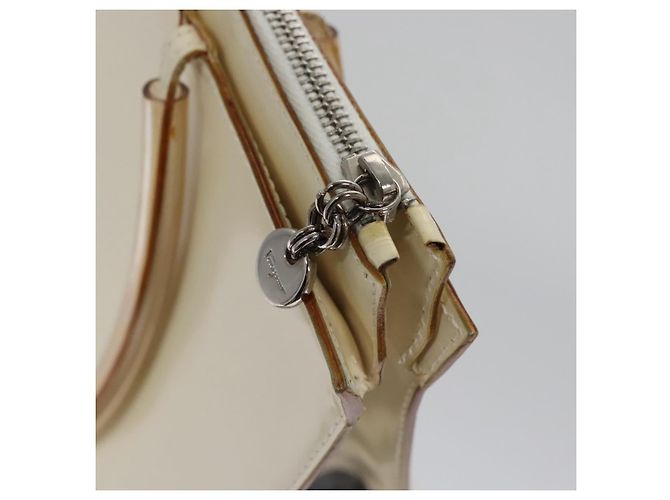 Borsa Tote Salvatore Ferragamo Smalto Bianco Argento Auth bs23225 - vista 15