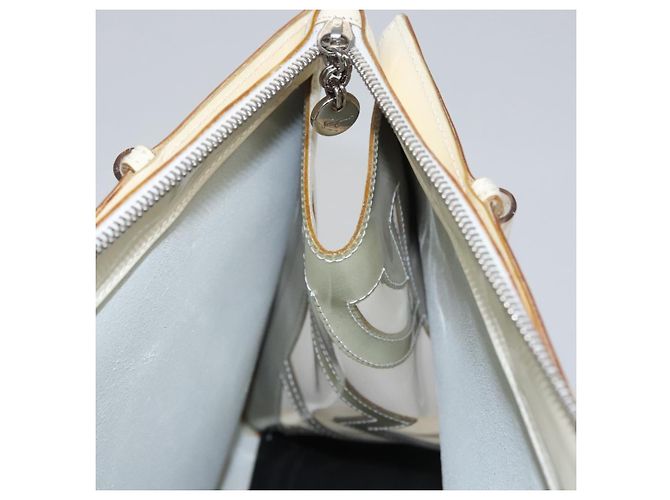 Borsa Tote Salvatore Ferragamo Smalto Bianco Argento Auth bs23225 - vista 19