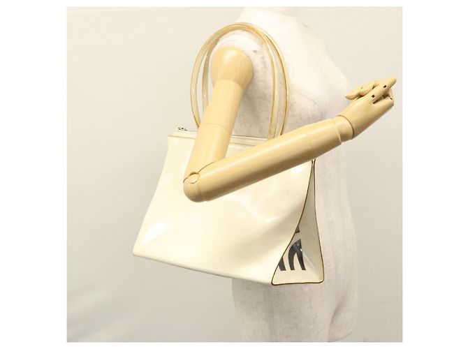 Borsa Tote Salvatore Ferragamo Smalto Bianco Argento Auth bs23225 - vista 21