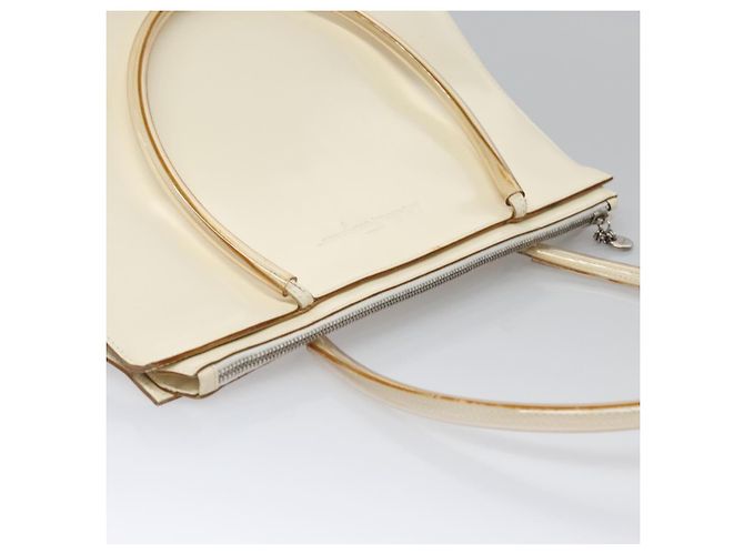 Borsa Tote Salvatore Ferragamo Smalto Bianco Argento Auth bs23225 - vista 6