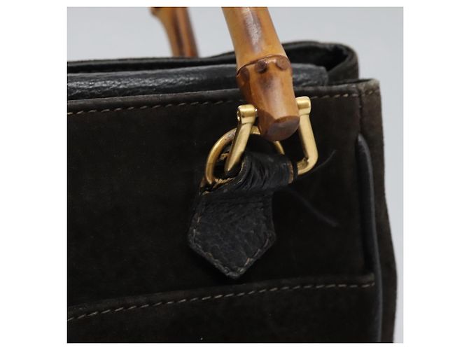 Bamboo Borsa a mano GUCCI in pelle scamosciata nera e oro 000 122 0316 Auth nb100 Nero D'oro - vista 14