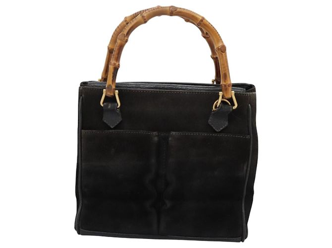 Bamboo Borsa a mano GUCCI in pelle scamosciata nera e oro 000 122 0316 Auth nb100 Nero D'oro - vista 2