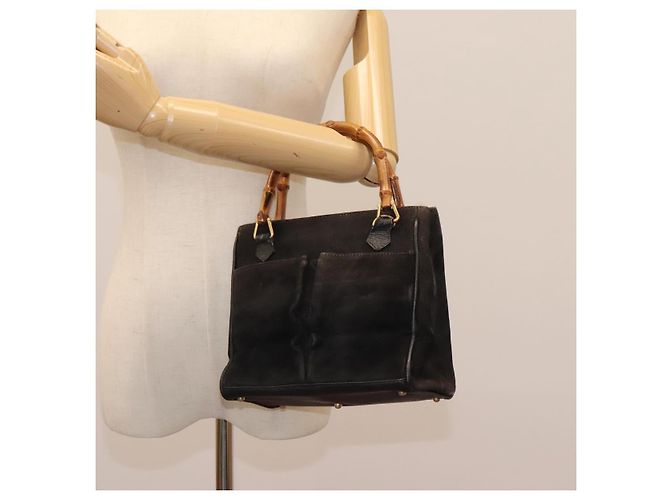 Bamboo Borsa a mano GUCCI in pelle scamosciata nera e oro 000 122 0316 Auth nb100 Nero D'oro - vista 22